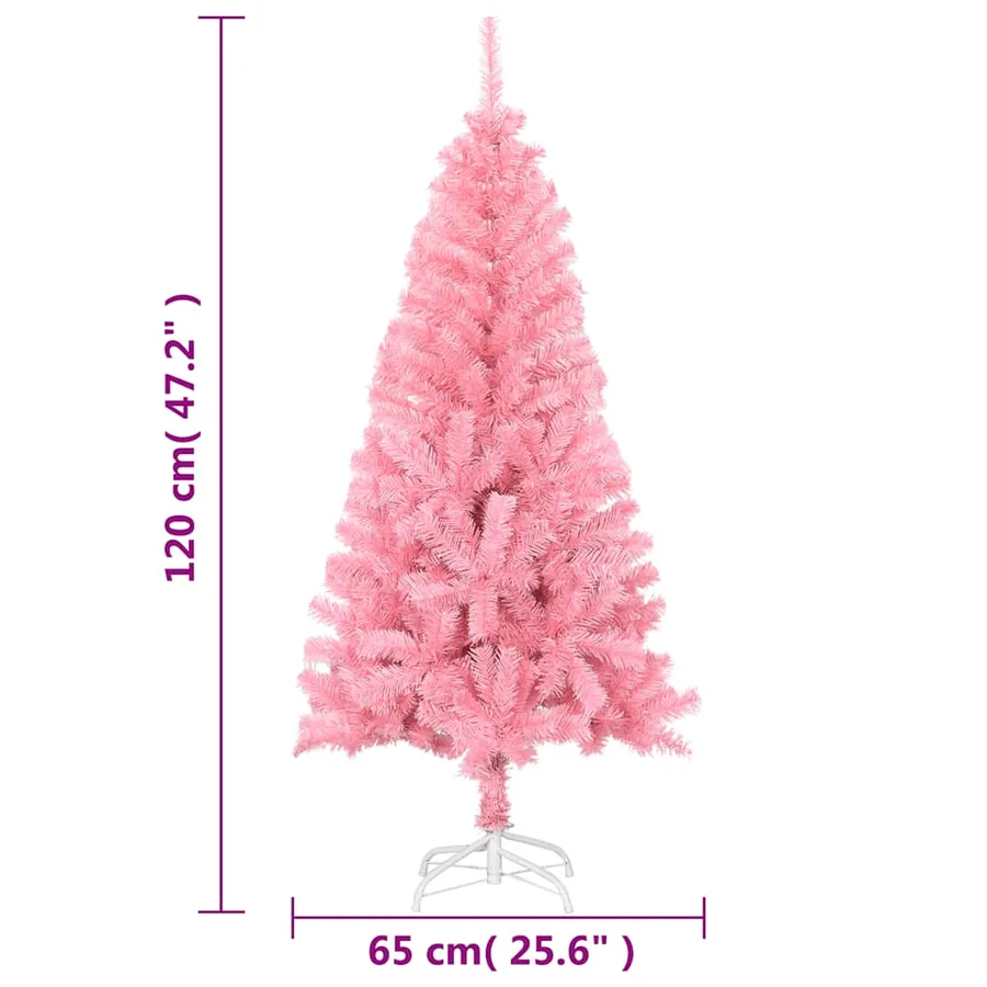 Sapin de Noël artificiel avec support rose 120 cm PVC - 6