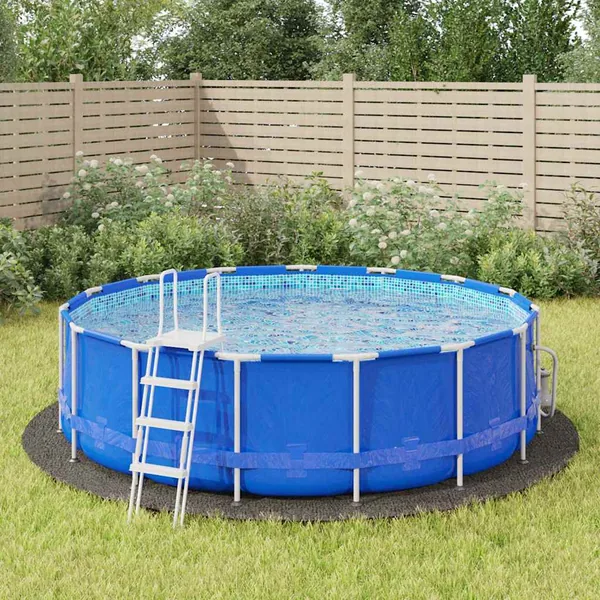 Bâche de piscine gris clair Ø428 cm géotextile polyester