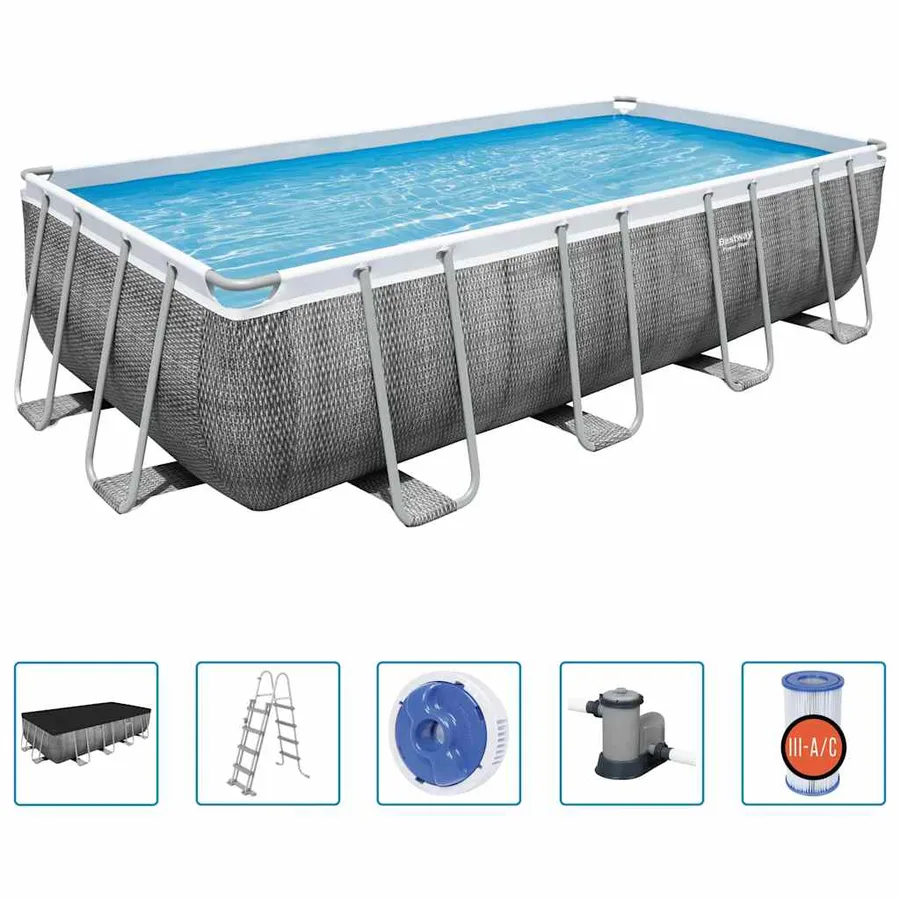 Bestway Ensemble de piscine Power Steel Rectangulaire 549x274x122 cm - 2