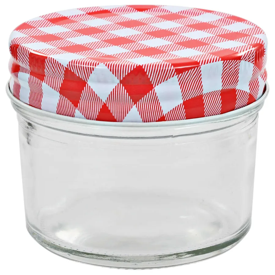 24 pcs Pots à confiture Couvercles blanc et rouge Verre 110 ml - 3