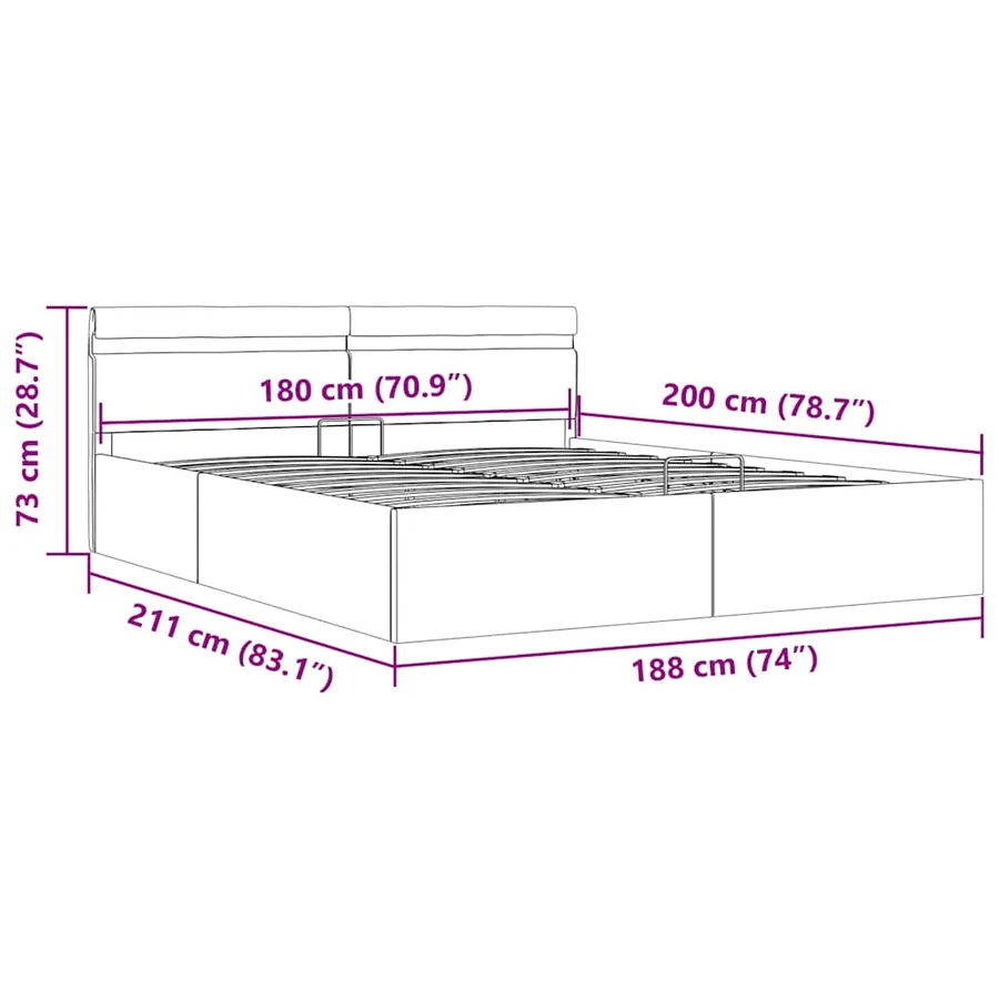 Cadre de lit à rangement hydraulique et LED 180x200 cm - 13