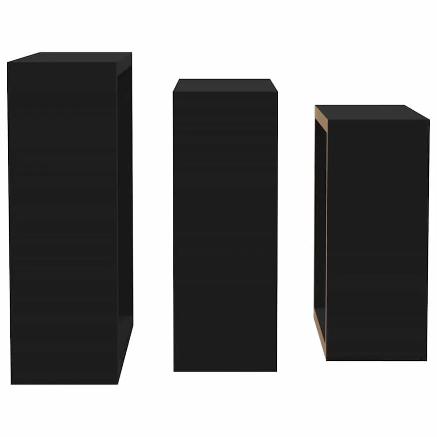 Étagères murales sous forme de cube 3 pcs Noir MDF - 6