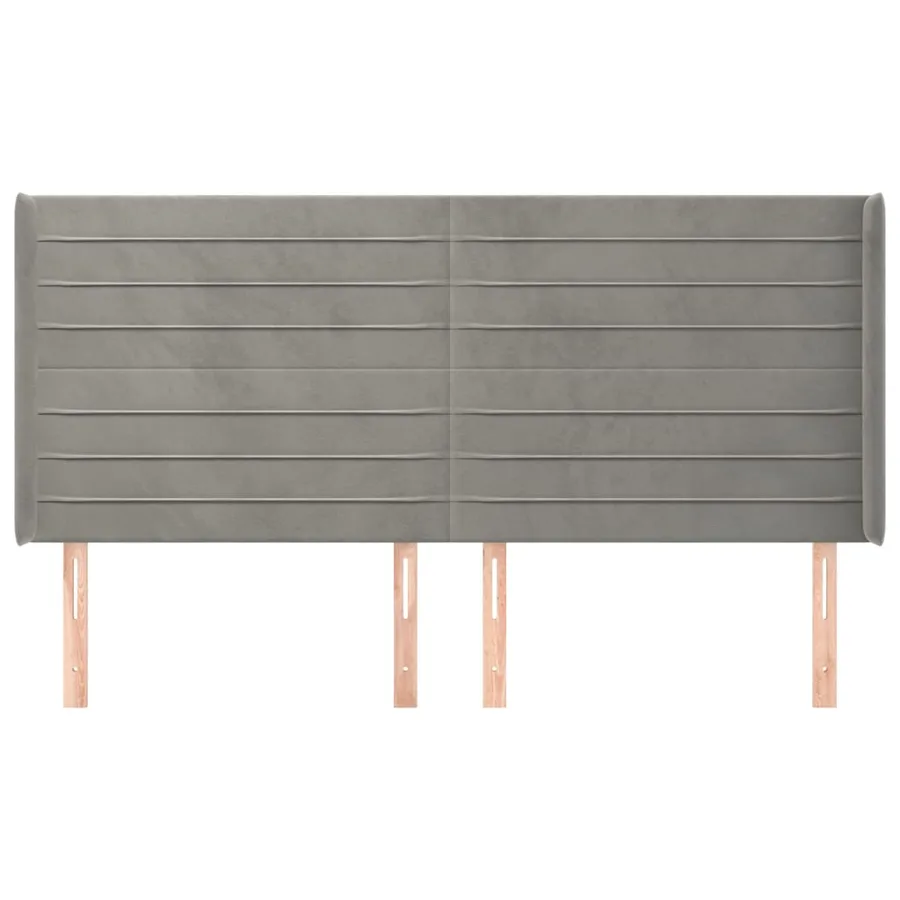 Tête de lit avec oreilles Gris clair 163x16x118/128 cm Velours - 3
