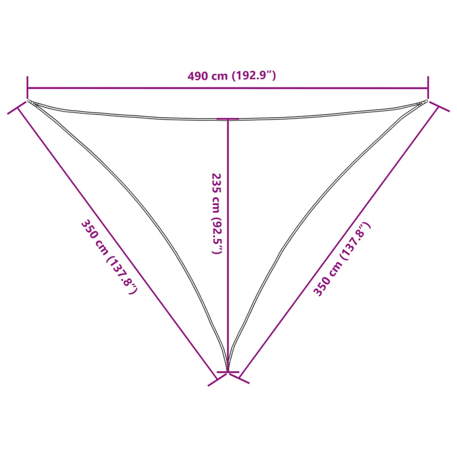 Voile de parasol tissu oxford triangulaire 3,5x3,5x4,9 m marron - 10