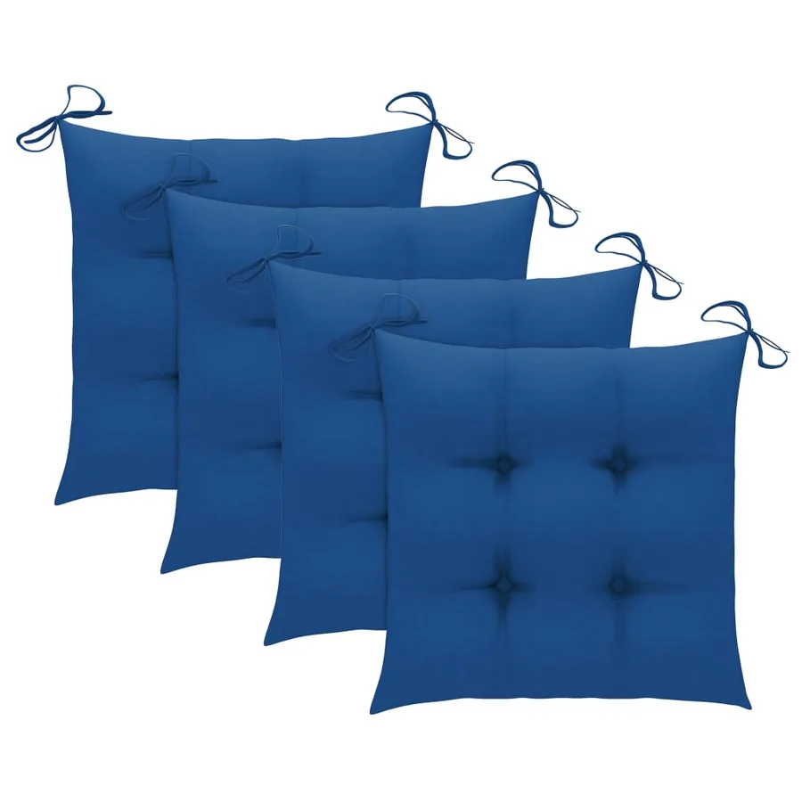 Chaises de jardin et coussins bleu lot de 4 Bois de teck massif - 3