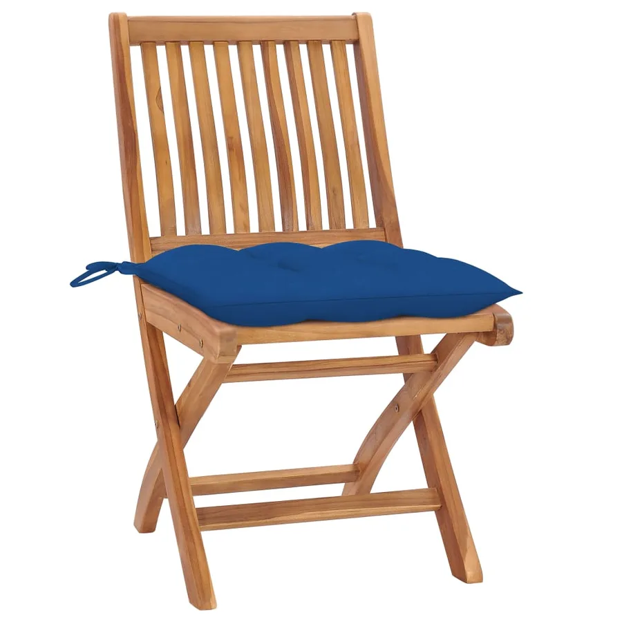 Chaises pliables de jardin avec coussins lot de 4 Teck solide - 2