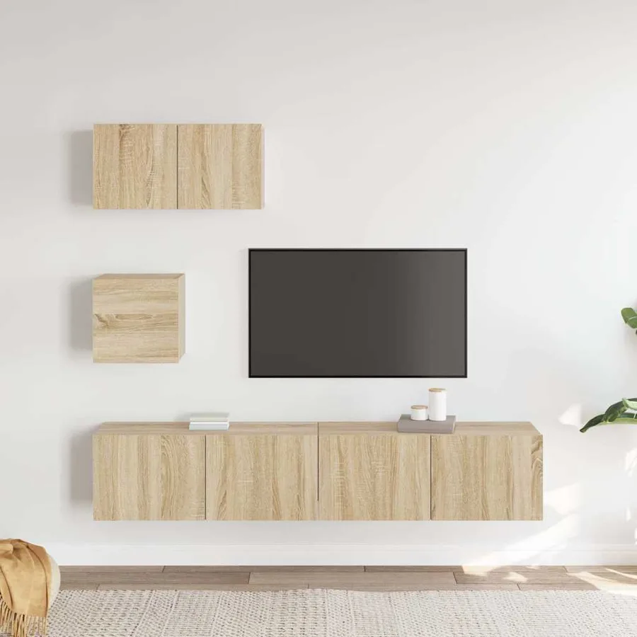Ensemble de meubles TV 4 pcs Chêne sonoma Bois d'ingénierie - 3