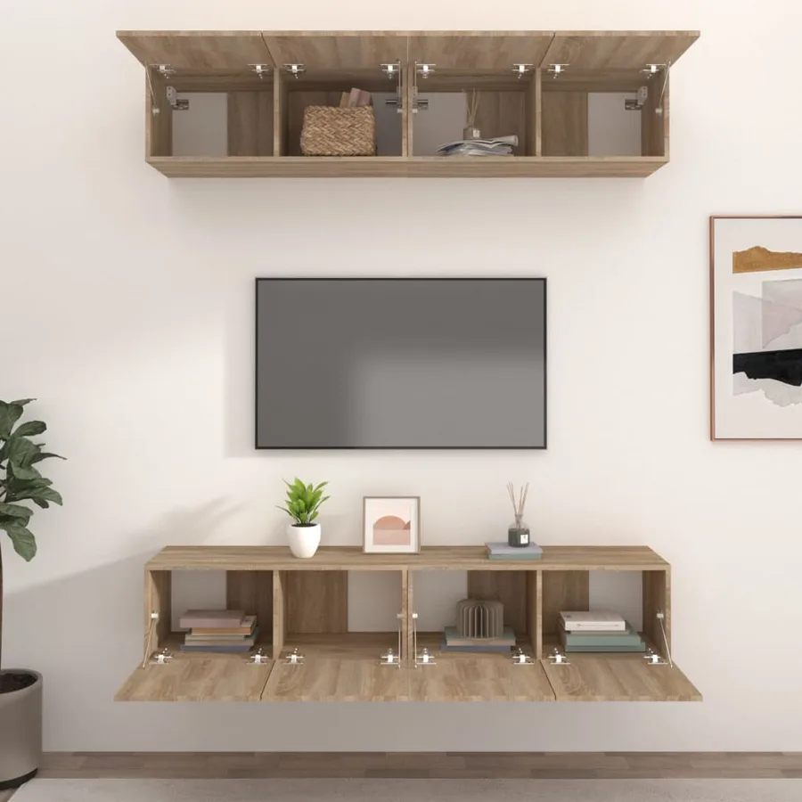Meubles TV 4 pcs chêne sonoma 80x30x30 cm bois d'ingénierie - 3