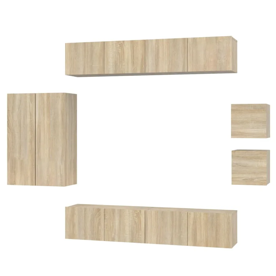 Ensemble de meubles TV 8 pcs Chêne sonoma Bois d'ingénierie - 2