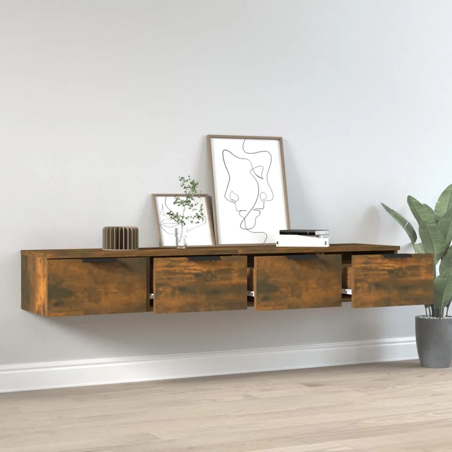 Armoires murales 2 pcs Chêne fumé 68x30x20 cm Bois d'ingénierie - 3