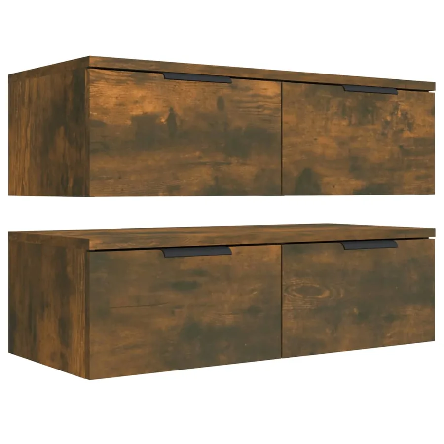 Armoires murales 2 pcs Chêne fumé 68x30x20 cm Bois d'ingénierie - 6