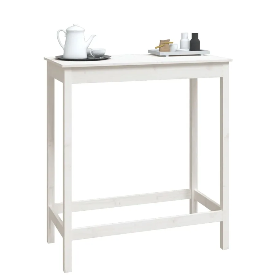 Table de bar blanc 100x50x110 cm bois massif de pin - 4
