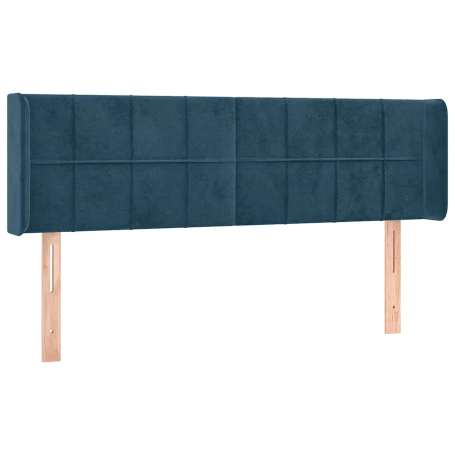 Tête de lit avec oreilles Bleu foncé 147x16x78/88 cm Velours - 2