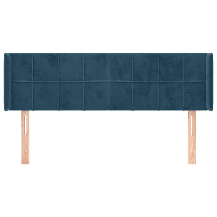 Tête de lit avec oreilles Bleu foncé 147x16x78/88 cm Velours - 3