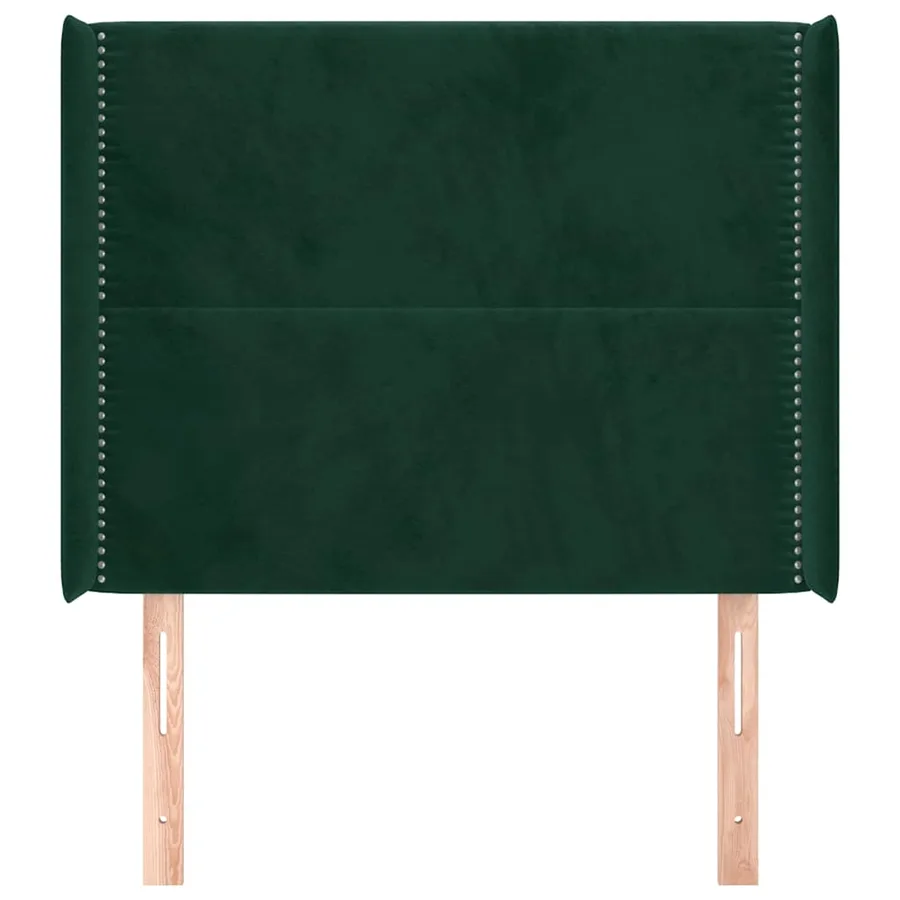 Tête de lit avec oreilles Vert foncé 103x16x118/128 cm Velours - 3