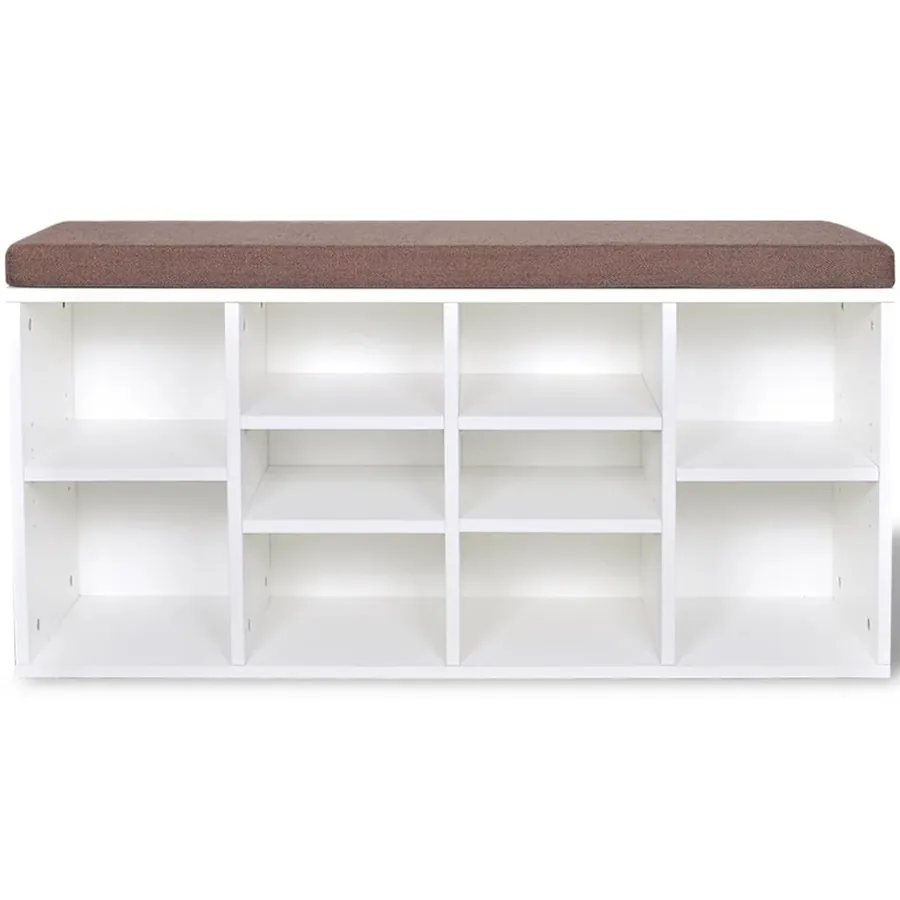 Banc de rangement à chaussures 10 compartiments Blanc - 3