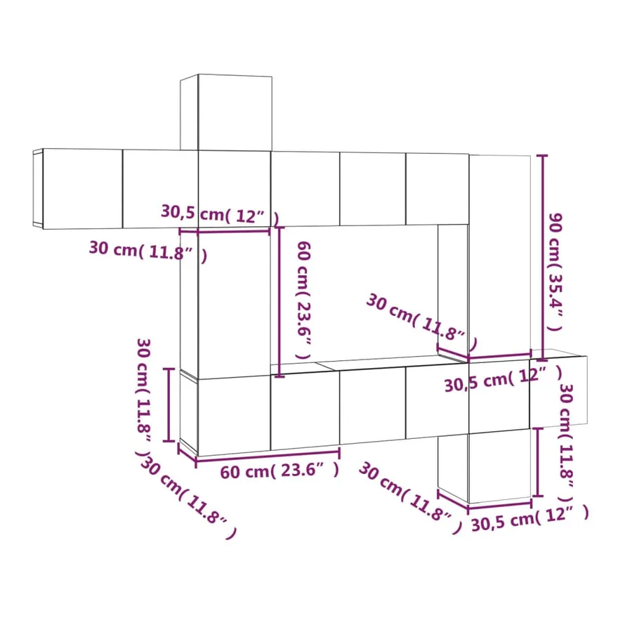 Ensemble de meubles TV 10 pcs Sonoma gris Bois d'ingénierie - 6