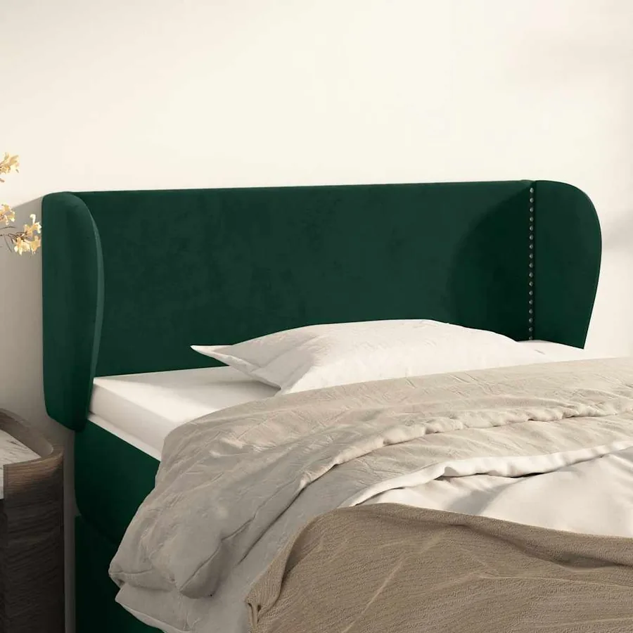 Tête de lit avec oreilles Vert foncé 103x23x78/88 cm Velours