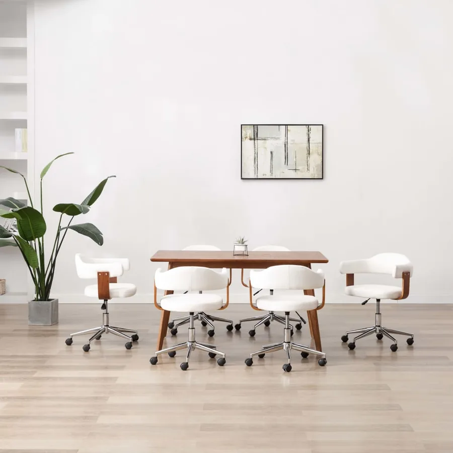 Chaises pivotantes à manger lot de 6 bois courbé et similicuir