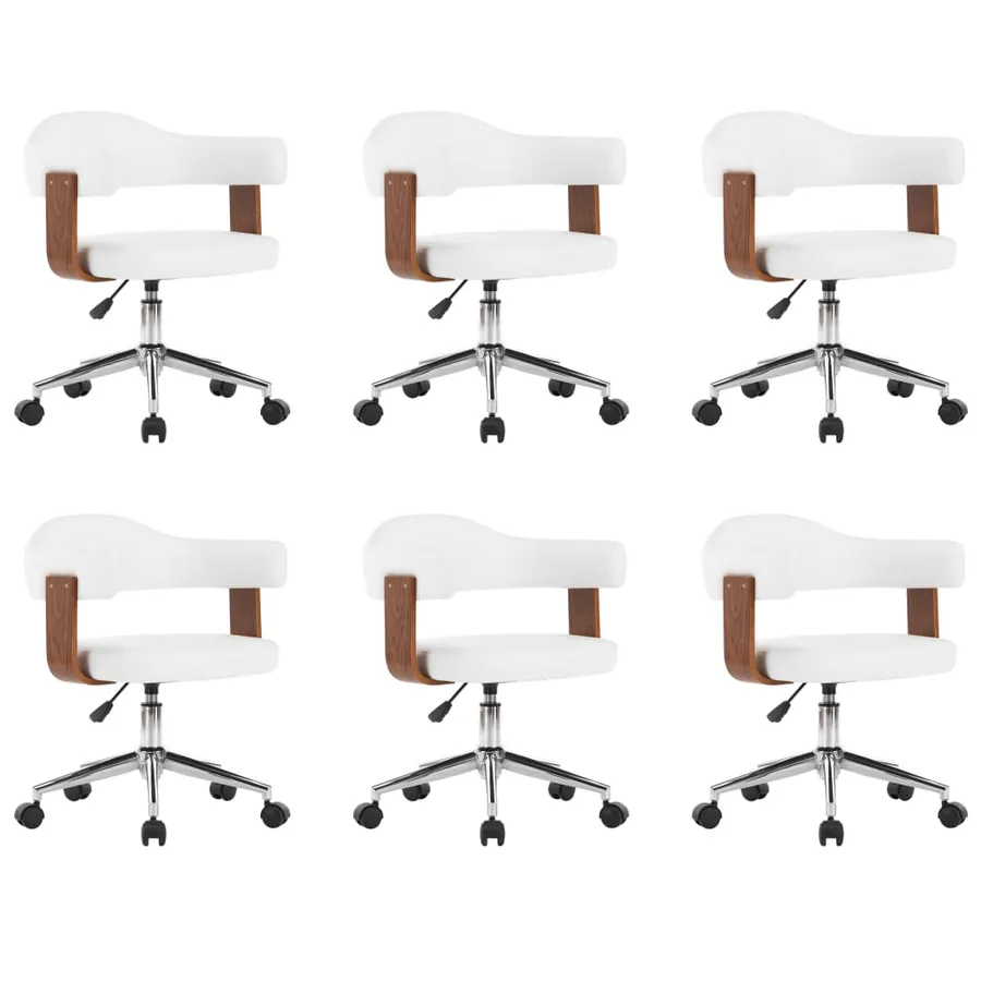 Chaises pivotantes à manger lot de 6 bois courbé et similicuir - 2