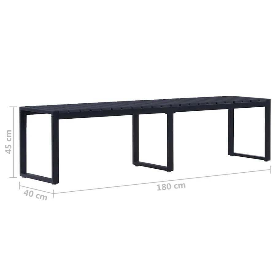Banc de jardin 180 cm Panneau PS Noir - 5