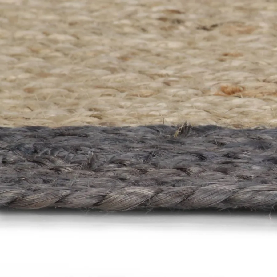 Tapis fait à la main Jute avec bord gris foncé 150 cm - 3