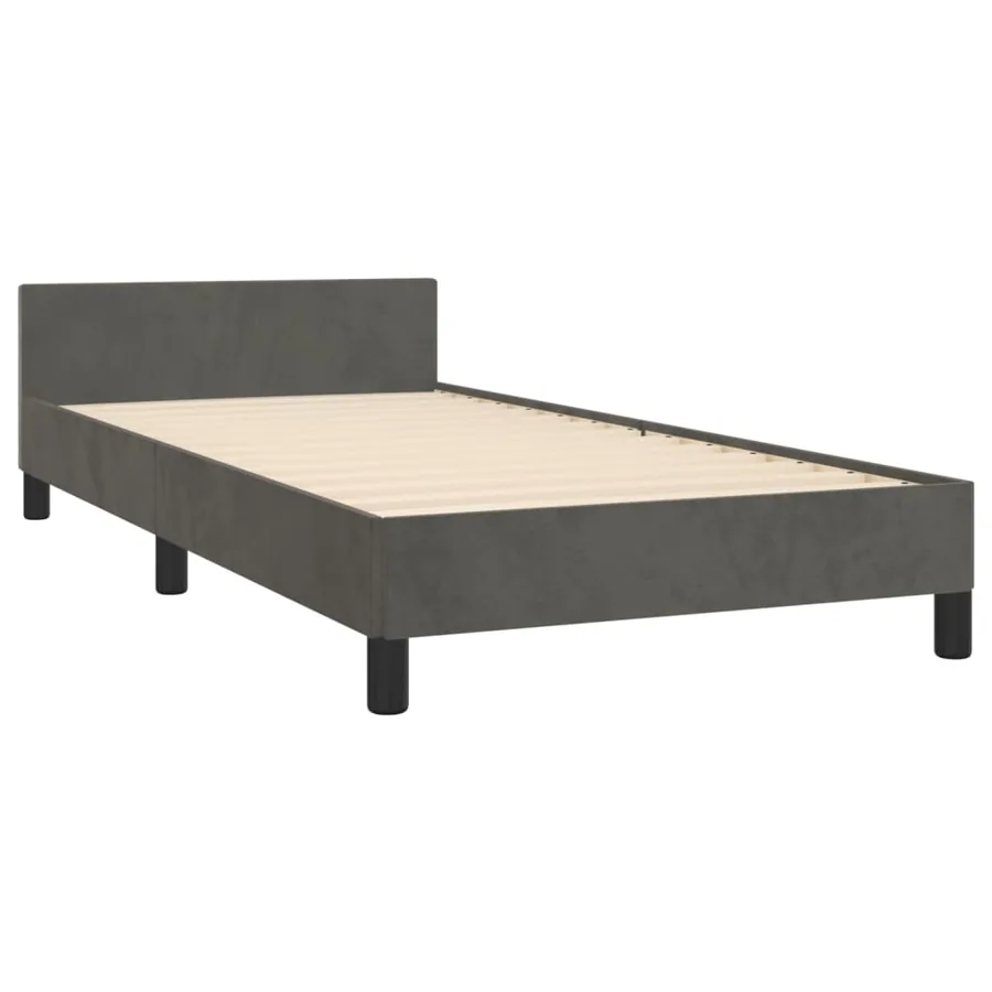 Cadre de lit sans matelas gris foncé 100x200 cm velours - 5