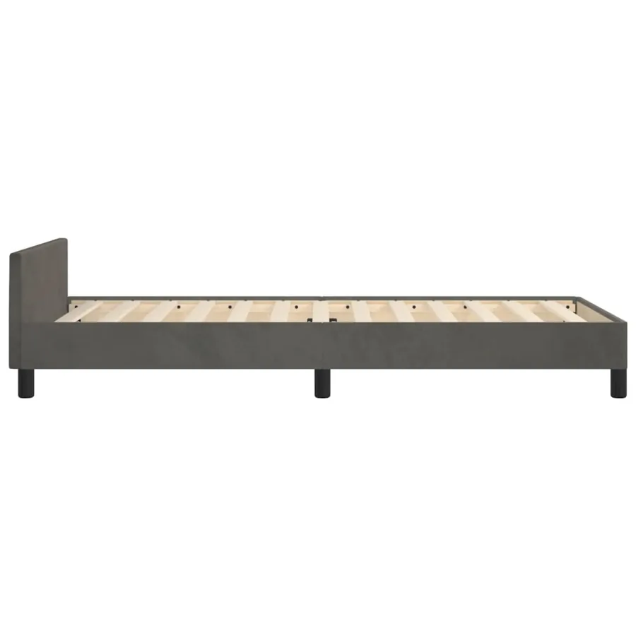 Cadre de lit sans matelas gris foncé 100x200 cm velours - 7