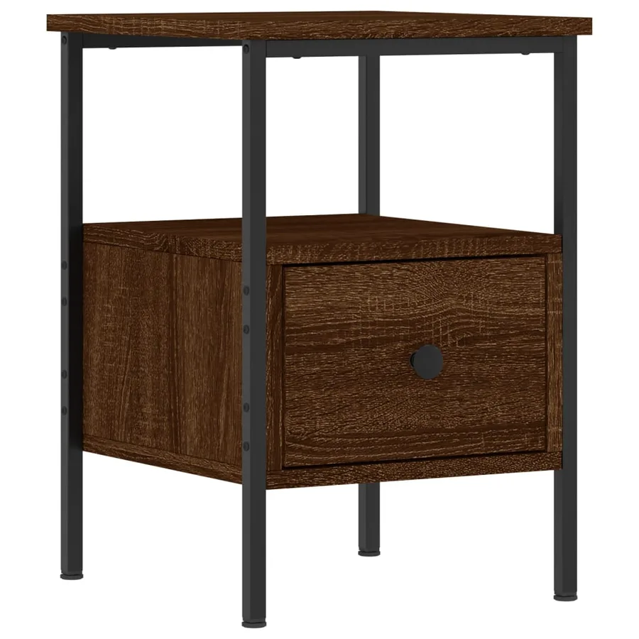 Table de chevet chêne marron 34x36x50 cm bois d'ingénierie - 2
