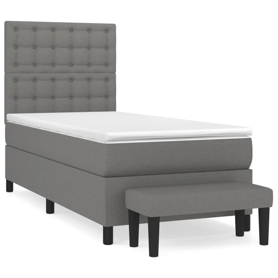 Sommier à lattes de lit avec matelas Gris foncé 100x200cm Tissu - 2