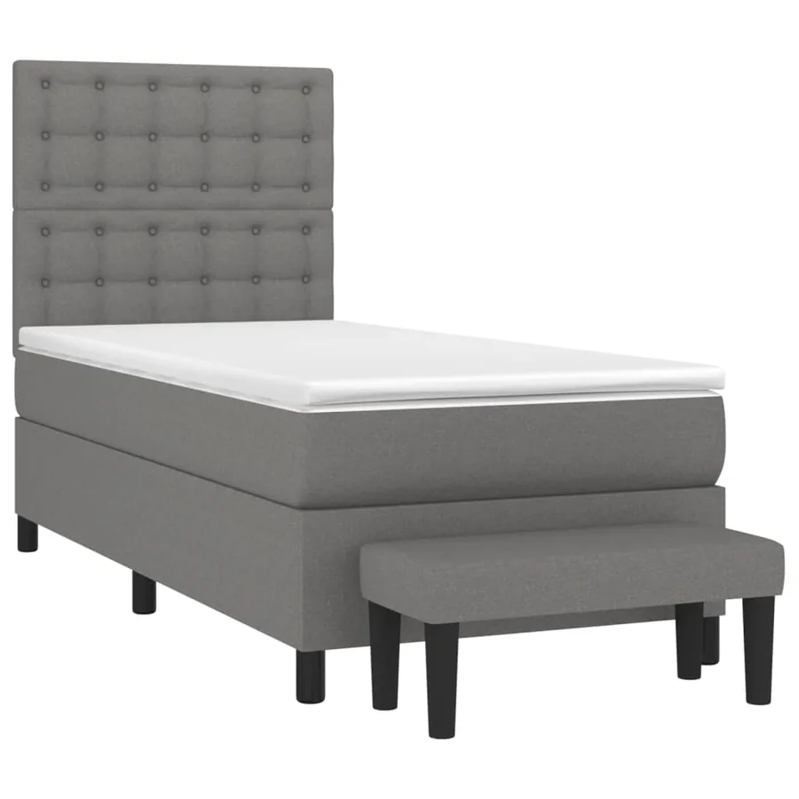 Sommier à lattes de lit avec matelas Gris foncé 100x200cm Tissu - 3