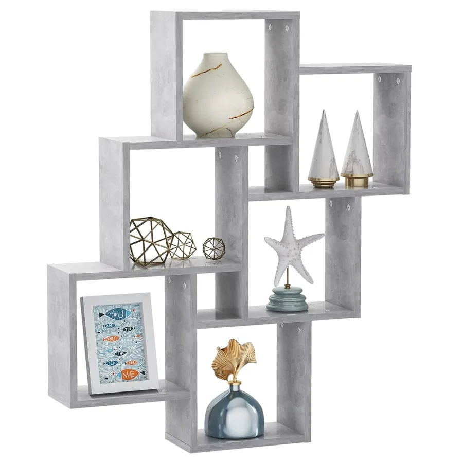 Étagère murale cube Gris béton 78x15x93 cm Bois d’ingénierie - 3