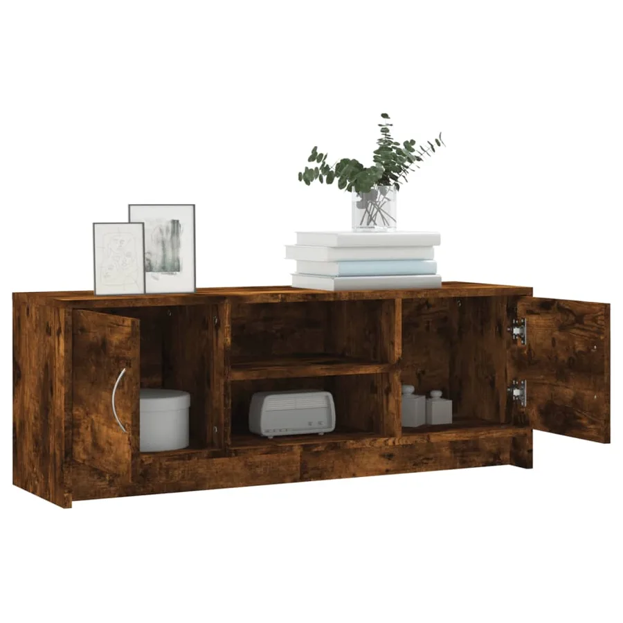 Meuble TV chêne fumé 102x30x37,5 cm bois d'ingénierie - 4