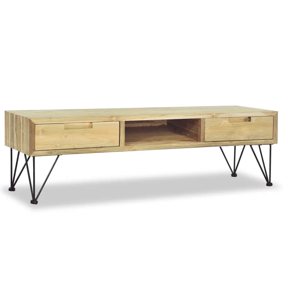 Meuble TV 120x35x35 cm Teck massif - 2