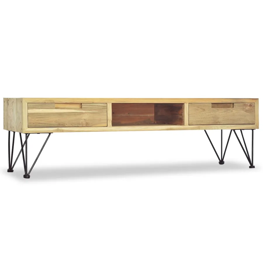 Meuble TV 120x35x35 cm Teck massif - 4