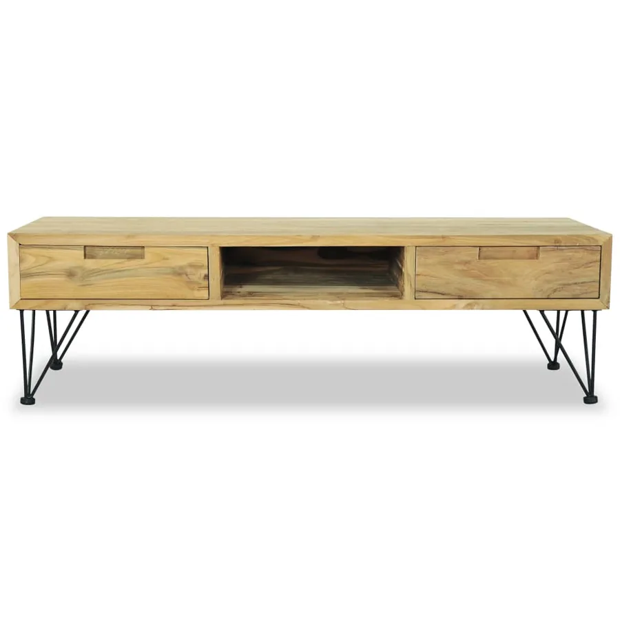 Meuble TV 120x35x35 cm Teck massif - 6
