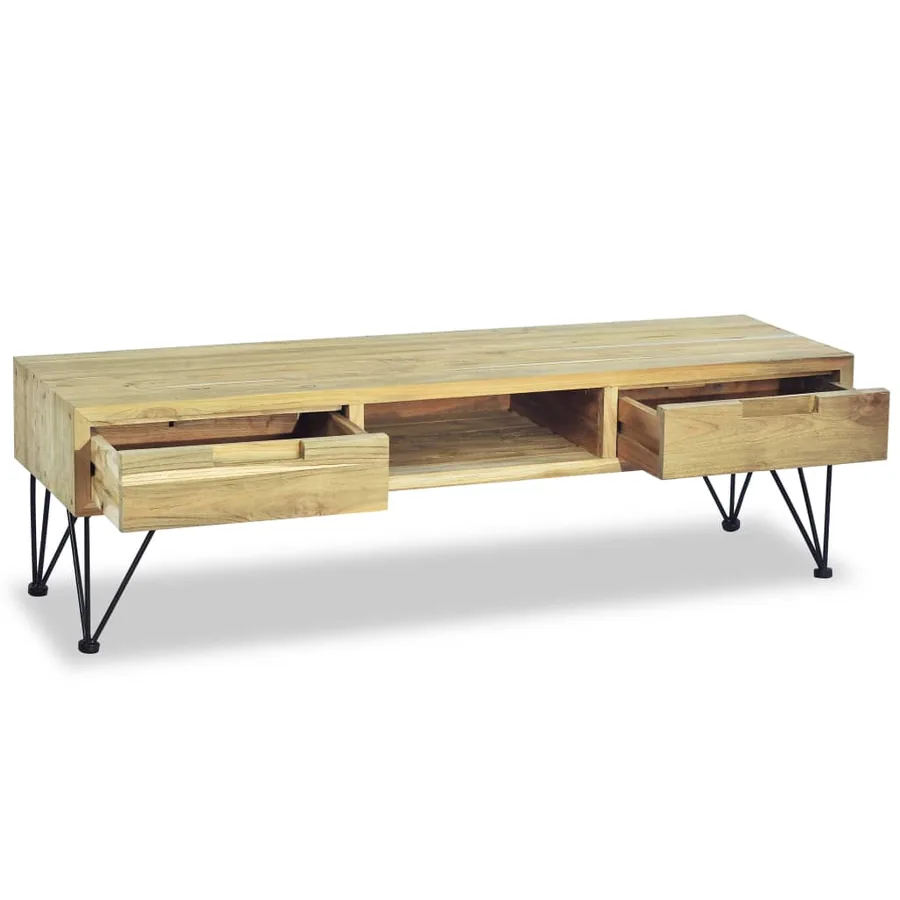 Meuble TV 120x35x35 cm Teck massif - 7