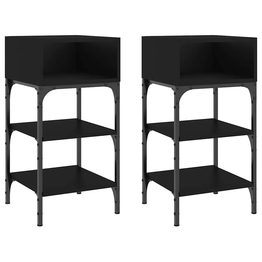 Tables de chevet 2 pcs noir 35x34,5x70 cm bois d'ingénierie - 2