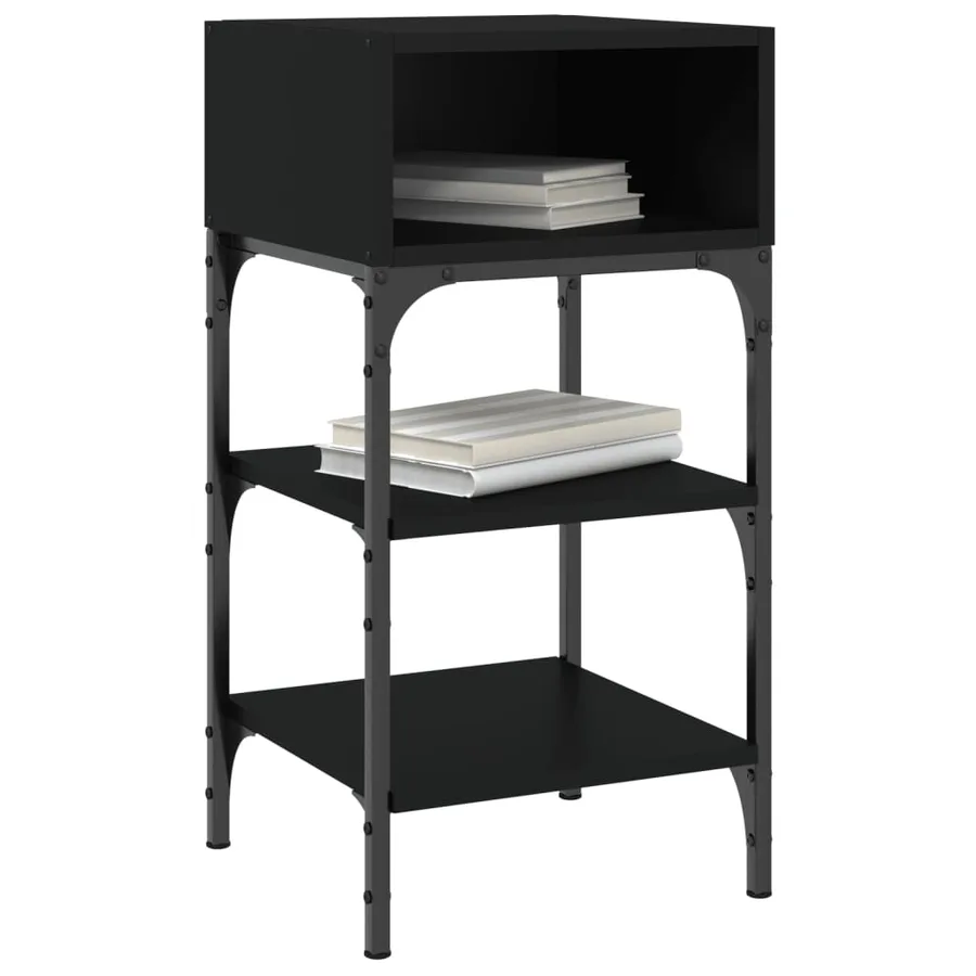 Tables de chevet 2 pcs noir 35x34,5x70 cm bois d'ingénierie - 3