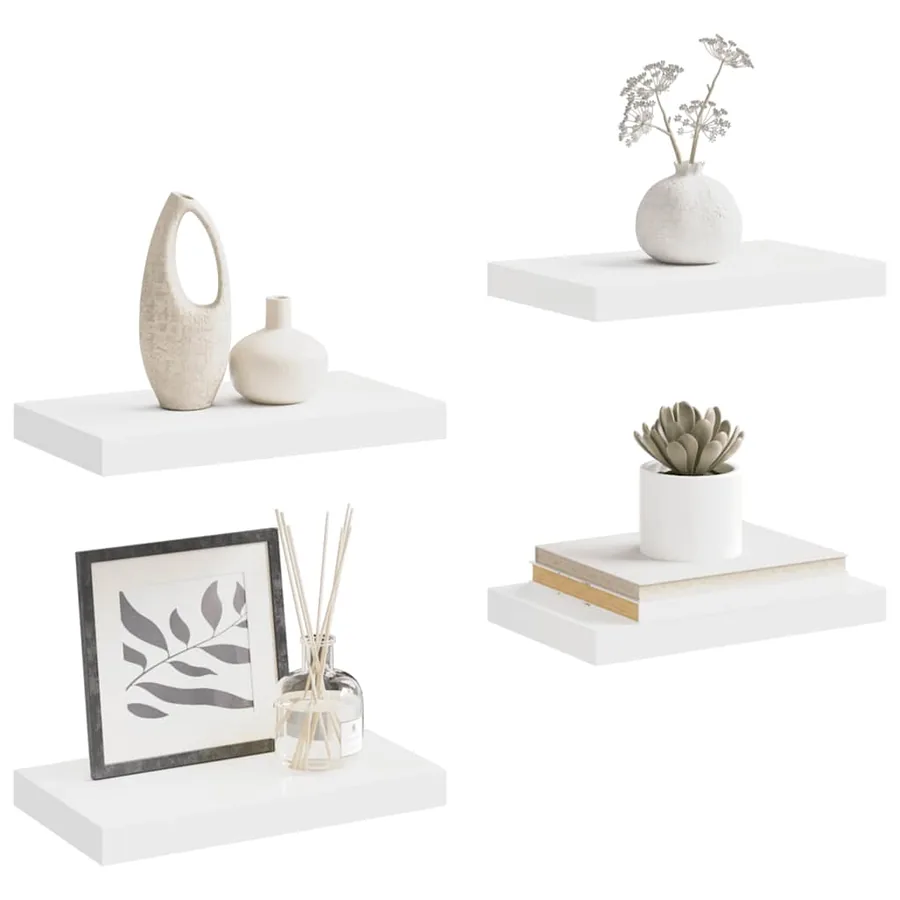 Étagères murales flottantes 4 pcs blanc 40x23,5x3,8 cm MDF - 5
