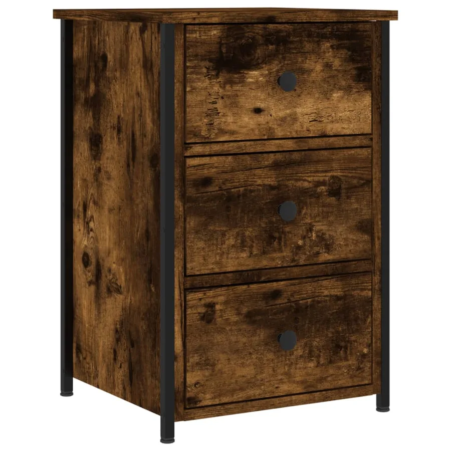 Table de chevet chêne fumé 40x36x60 cm bois d'ingénierie - 2