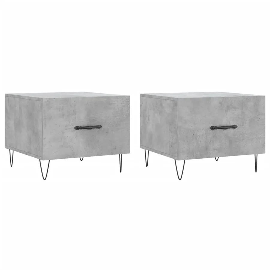 Tables basses 2 pcs gris béton 50x50x40 cm bois d'ingénierie - 2