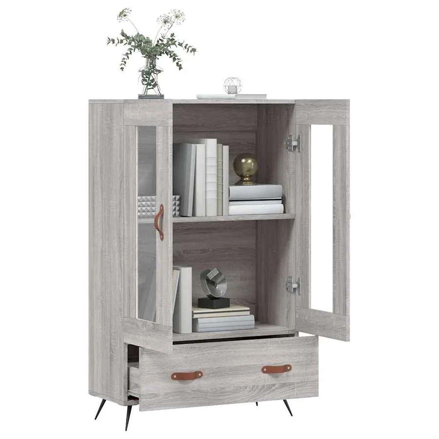 Buffet haut sonoma gris 69,5x31x115 cm bois d'ingénierie - 4