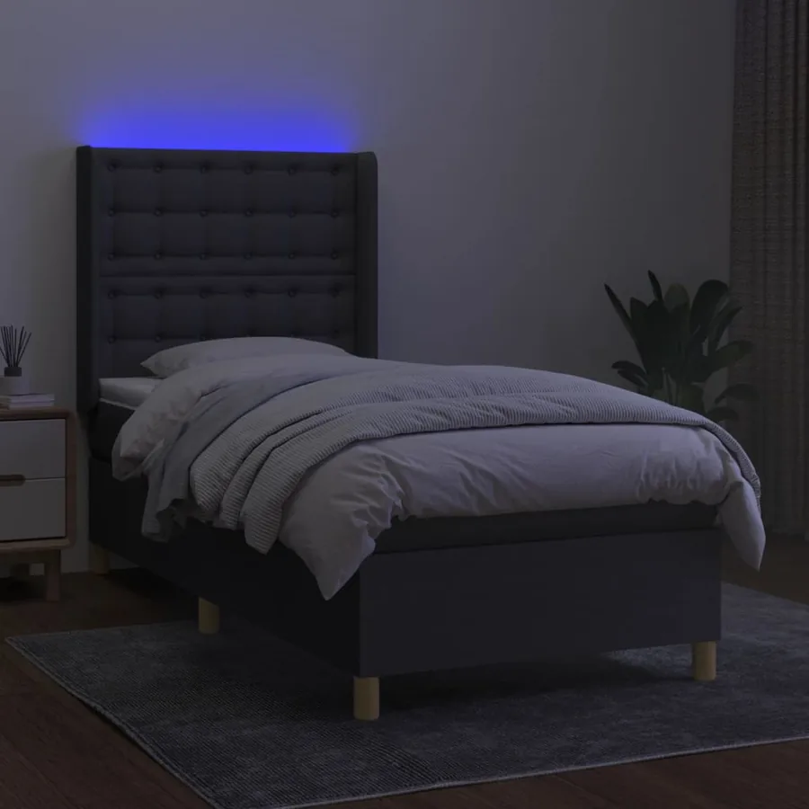 Sommier à lattes de lit matelas LED Gris foncé 80x200cm Tissu - 3