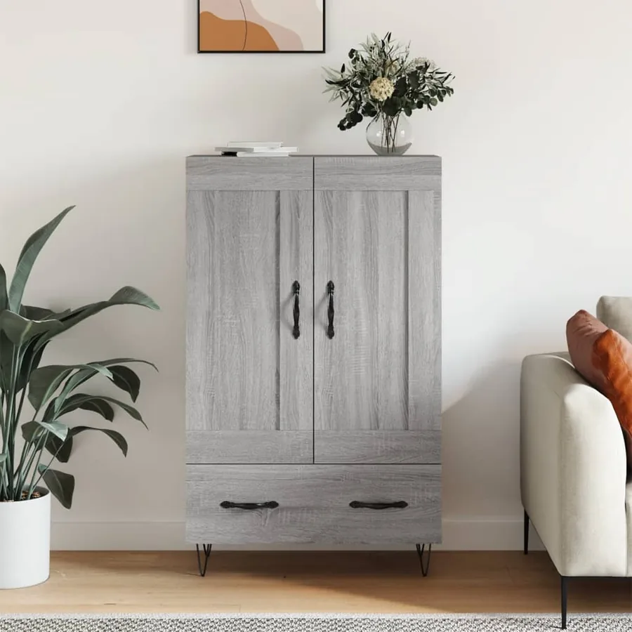 Buffet haut sonoma gris 69,5x31x115 cm bois d'ingénierie