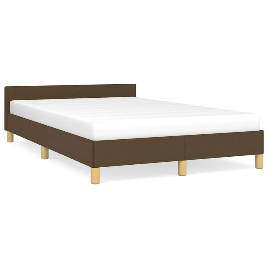Cadre de lit sans matelas marron foncé 120x200 cm tissu - 2