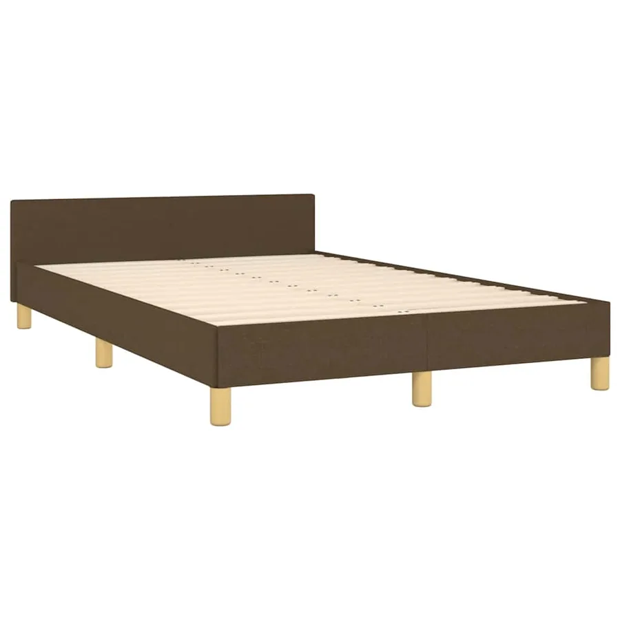 Cadre de lit sans matelas marron foncé 120x200 cm tissu - 4