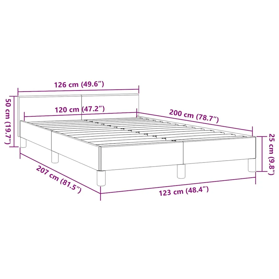 Cadre de lit sans matelas marron foncé 120x200 cm tissu - 9