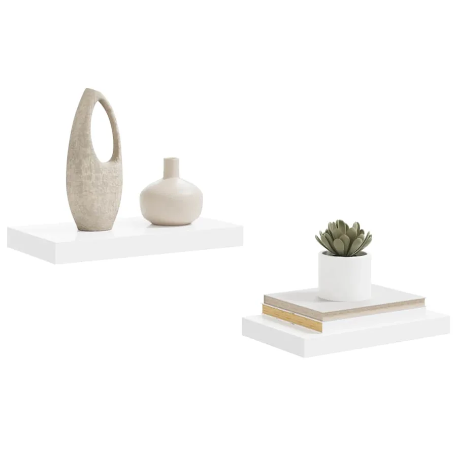 Étagère murale flottante 2 pcs Blanc brillant 40x23,5x3,8 cm MDF - 5