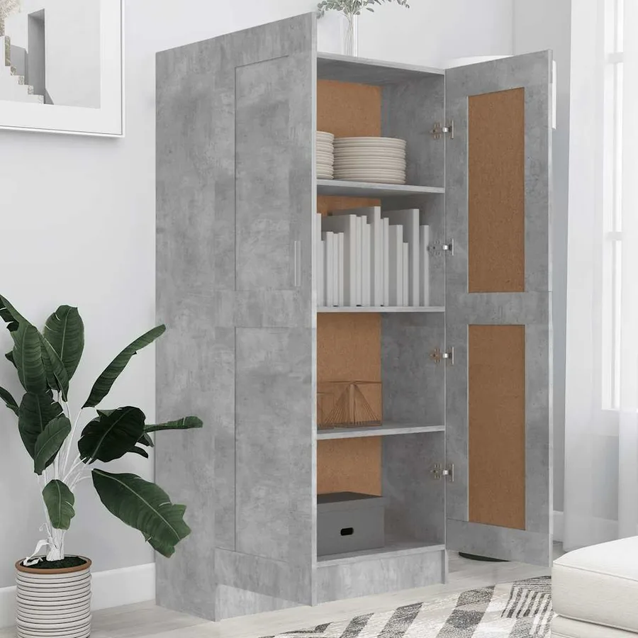 Bibliothèque Gris béton 82,5x30,5x150 cm Bois d’ingénierie - 3